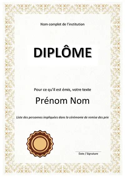 Modèle Diplome Word Calendriersu