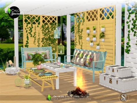 Chlorophyll Colorful Outdoor Set By Simcredible At Tsr Sims 4 Updates