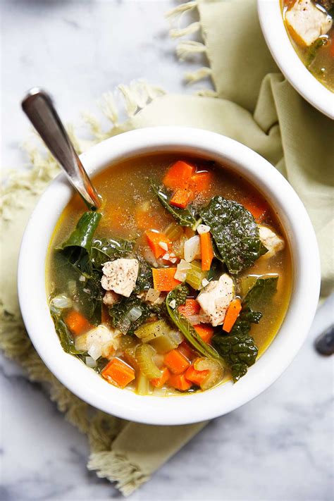 This version is made from scratch, so it's light and nourishing. Detox Chicken Kale Soup Recipe - Lexi's Clean Kitchen