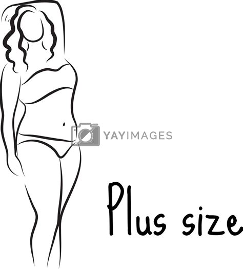Girl Silhouette Sketch Plus Size Model Curvy Woman Symbol Vector Illustration By Luciafox