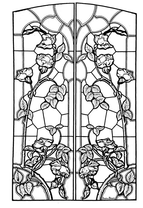 Stained Glass Drawing Art Nouveau Style Art Nouveau Adult Coloring Pages