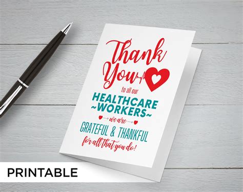 Thank You Healthcare Workers Printable Card Grateful And Etsy