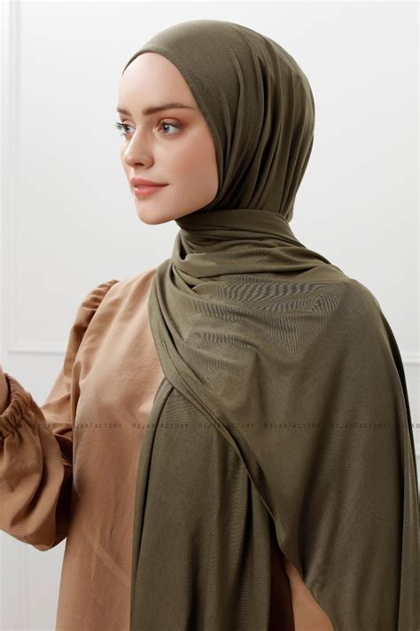 Sibel Khaki Jersey Hijab Hijab Hijabfactoryat