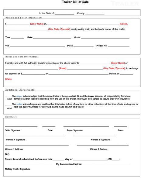 Free Fillable Florida Trailer Bill Of Sale Form Pdf Templates Free