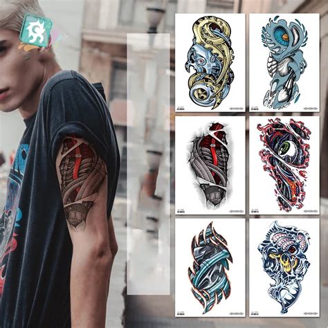 Newest Cool Robotic Arm Tattoo Stickers 10 Different Styles Tatoo Stickers Waterproof Temporary