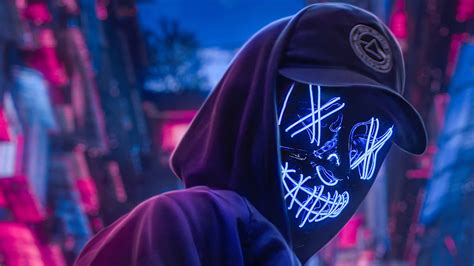 1366x768 Neon Hoodie Hat Guy 4k Laptop Hd Hd 4k Wallpapersimages