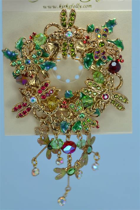 Kirks Folly Dragonfly Dreams Christmas Wreath Pin Christmas Jewelry