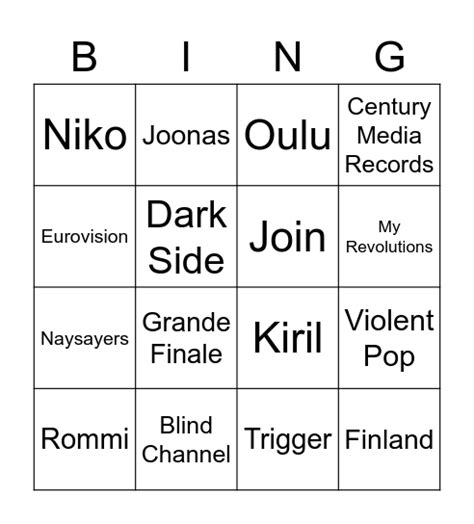 Blind Channel Bingo Card
