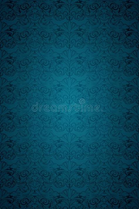 Blue Vintage Background Royal With Classic Baroque Pattern Stock