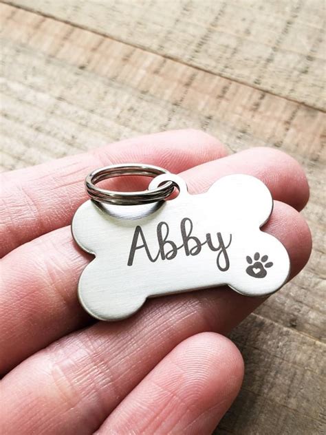 Double Sided Dog Tag Pet Id Tag Engraved Pet Tag Cute Pet Etsy