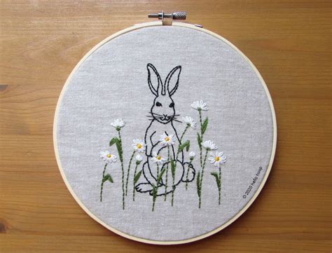 Easter bunny hand embroidery pattern PDF Instant download | Etsy