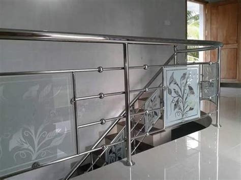 Staircases designs railing side mount stainless steel. Stainless Steel Glass Railing Design Balcony at Rs 450 ...