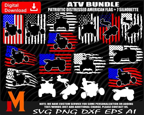 Atv Bundle Patriotic Us Flag Bundle Quad Life Svg Mud Etsy