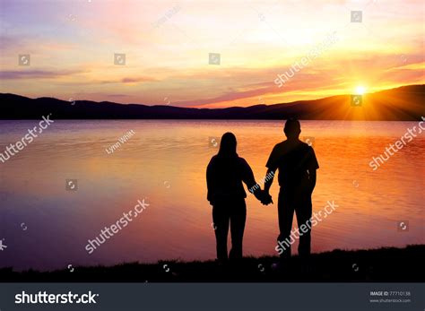 Silhouette Couple At Sunrise Stock Photo 77710138 Shutterstock