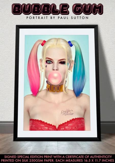 Harley Quinn Sexy Margot Robbie Suicide Squad Wanted Poster Signed Dccomic Print £1900