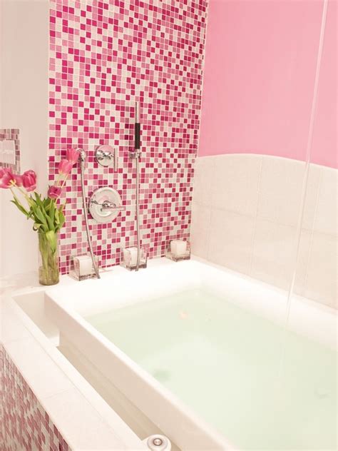Pink bathtub, toilet and sink applications were once a popular. 24 pink glitter bathroom tiles ideas and pictures 2019