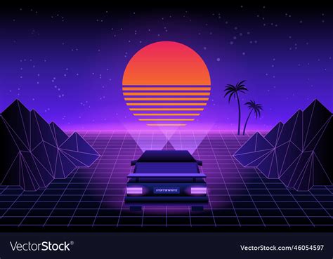 80s Retro Sci Fi Background Retro Futuristic Vector Image