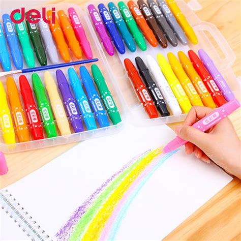 Deli Non Toxic 122436 Color Water Soluble Oil Pastel Wax Crayon Set