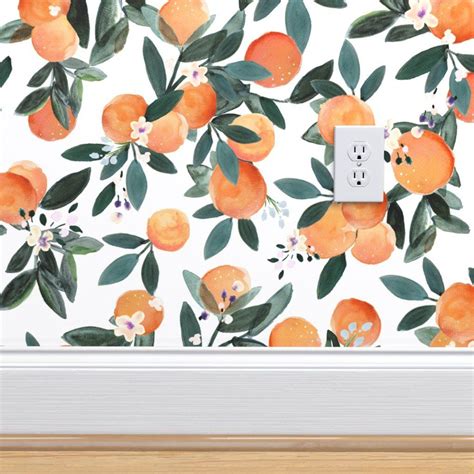 Peel And Stick Removable Wallpaper Citrus Fruit Nectarines Oranges