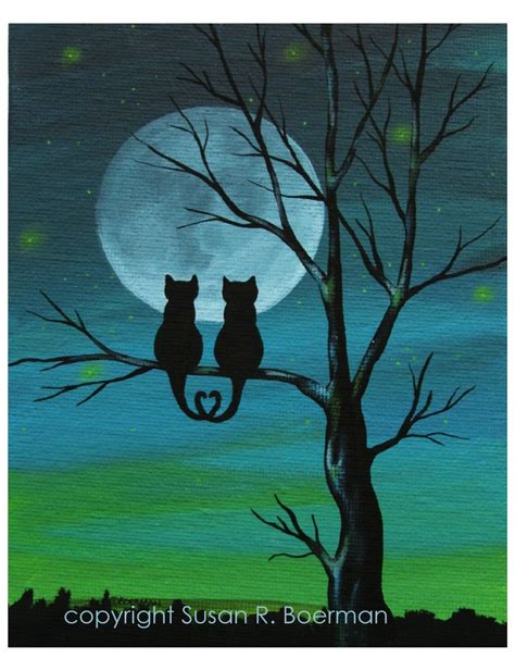 Cat Lovers Silhouette 8 X 10 Print Of Silhouetted Cats Etsy Cat