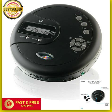 Cd Disk Player Portable With Bass Boost Anti Skip Protection Fm Radio