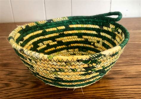 Fabric Wrapped Rope Bowl Rope Basket Etsy