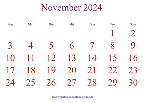 Kalender November 2024 Ausdrucken The Beste Kalender
