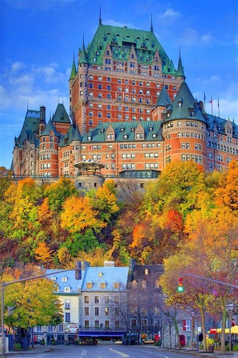 The Colors On These Fall Trees Are So Eye Catching And This Chateau In Quebec City Canada Is