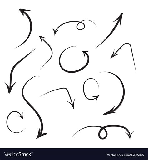 Set Of Hand Drawn Arrows Royalty Free Vector Image