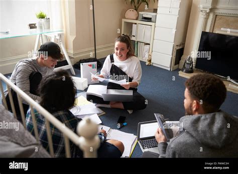 Group Of Students Collaborating On Project Together Stock Photo Alamy