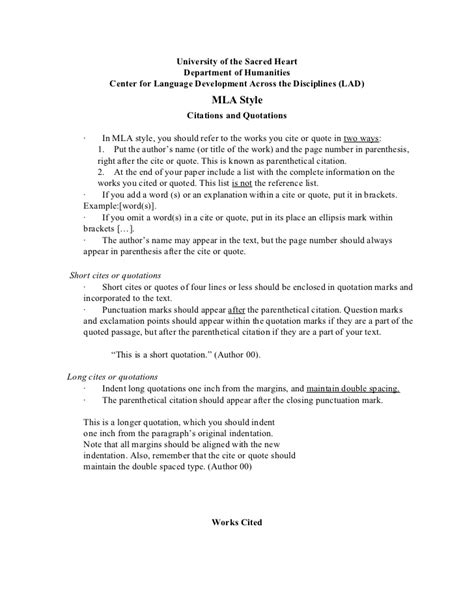 (by the way, you can change a quote in quotation marks by putting brackets   around your changes as previously mentioned.) all caps are not used in mla style except for some abbreviations such as nato or aids. MLA Style Guide - Citations and Quotations