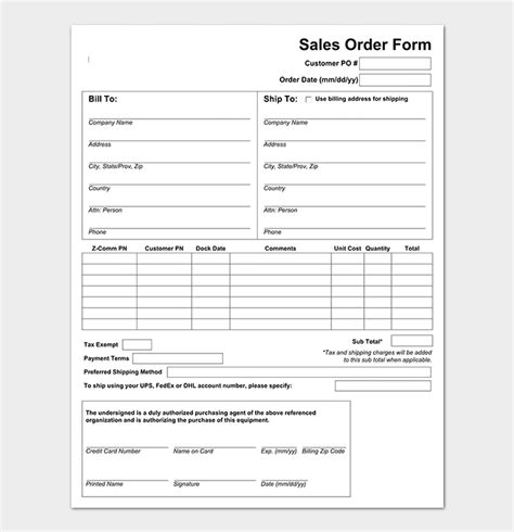 Order Form Sample | HQ Printable Documents