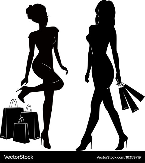 Shopping Women Silhouettes Royalty Free Vector Image
