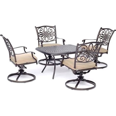 Hanover Traditions 5 Piece Metal Frame Patio Conversation Set With