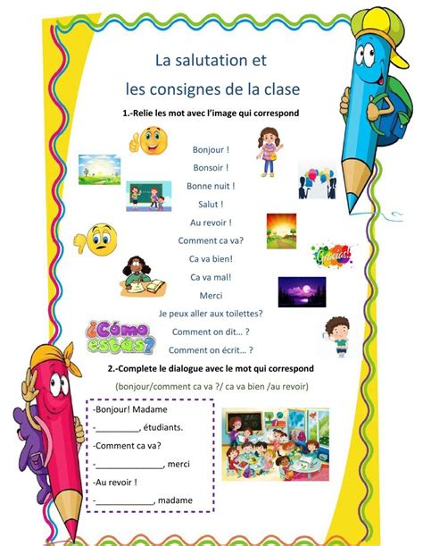 Ficha Online De Les Salutations Et Les Consignes De La Classe Para