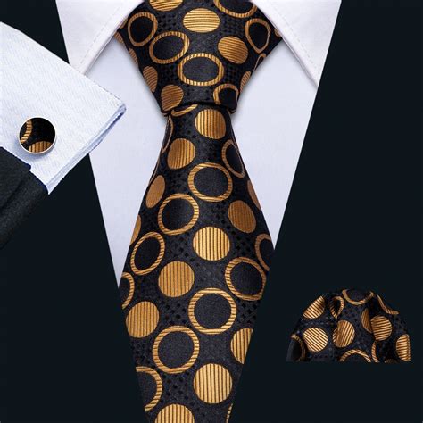 Gold Circles Tie Pocket Square And Cufflinks Beautiful Ties At