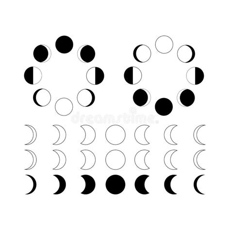 Lunar Phases Vector Moon Surface Isolated Cosmic Silhouette Stock
