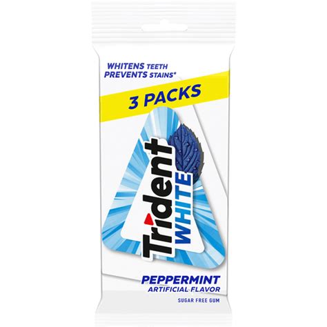 Trident White Peppermint Sugar Free Gum 3 Packs 48 Total Pieces