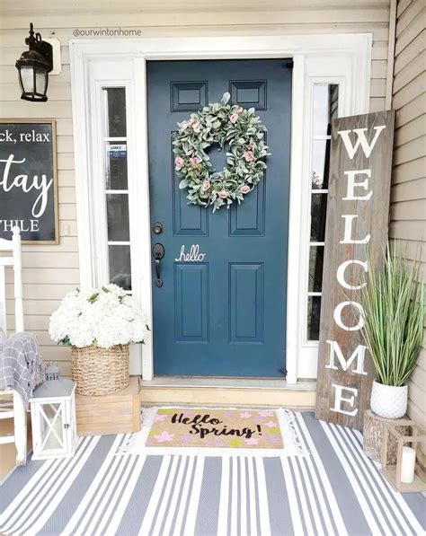Cute Layered Front Door Mat Ideas For Spring Painted Front Doors