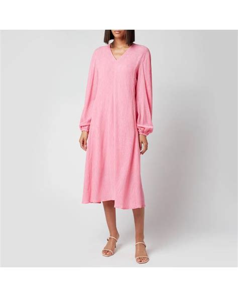 Stine Goya Synthetic Rosen Crinkled Dress In Pink Lyst Canada