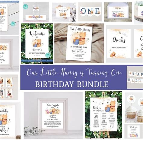 Editable Our Little Hunny Is Turning One Birthday Invitation Etsy