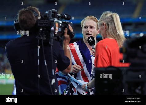 Great Britains Jonnie Peacock Gives An Interview After Winning Gold