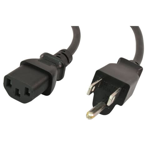 Ptc 15ft Black 18 Awg Ac 3 Prong Us Universal Replacement Power Cord