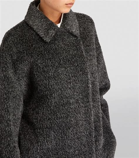 Max Mara Grey Alpaca Wool Pea Coat Harrods Uk