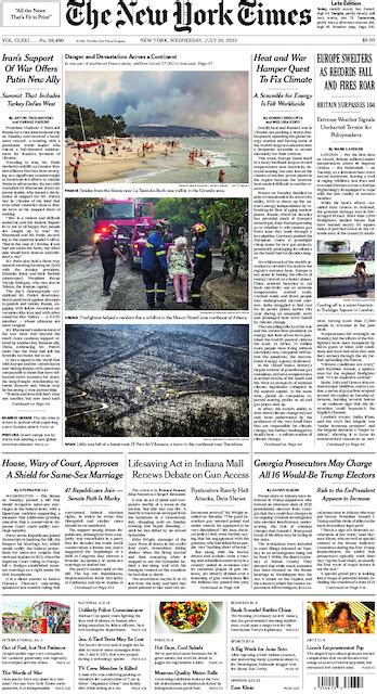 The New York Times International Edition In Print For Thursday July 21