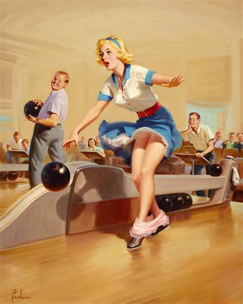 Vintage Pinup Girl Damsel In Distress Bowling Woe S Art Etsy