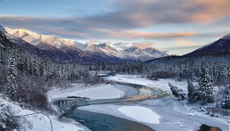 4539267 Sunset Alaska Mist Moose Lake Mountains Landscape