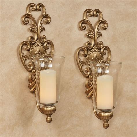 Asciano Aged Gold Hurricane Wall Sconce Pair