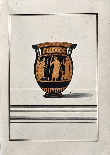 Red Figured Greek Wine Mixing Bowl Column Krater Decorated Free Public Domain Image Look
