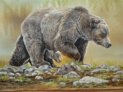 Bear With Cub Drawing Bear Paintings Wildlife Paintings Wildlife Art